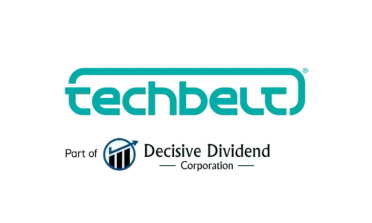 A logo fot Techbelt Ltd with the decisive dividend logo underneath
